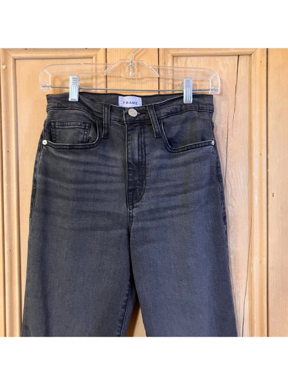 Frame Womens Le Jane Crop Raw Hem Fray Denim Jeans Size 25 Black Obsidian AN EXC - Picture 4 of 12